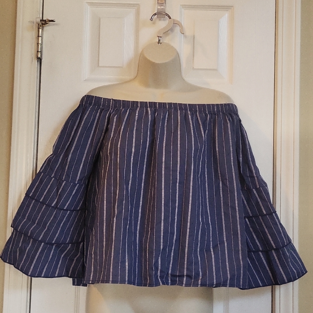 Banana Lemon Off- The Shoulder Flared Sleeve Top